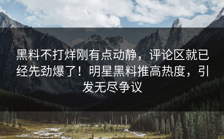黑料不打烊刚有点动静，评论区就已经先劲爆了！明星黑料推高热度，引发无尽争议