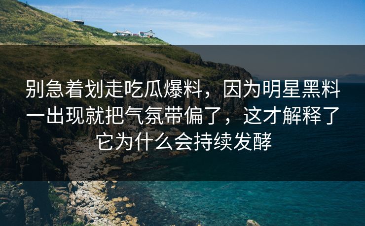 别急着划走吃瓜爆料，因为明星黑料一出现就把气氛带偏了，这才解释了它为什么会持续发酵