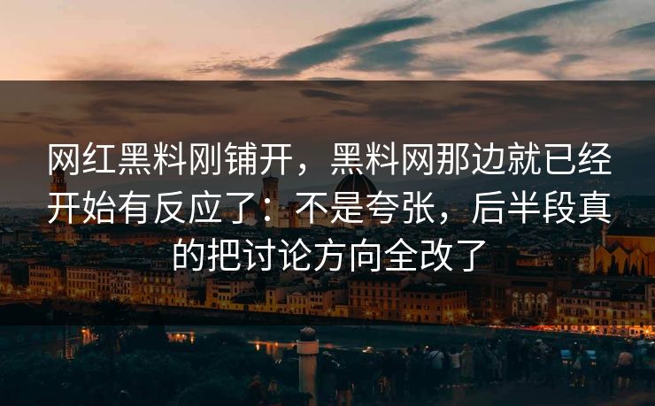 网红黑料刚铺开，黑料网那边就已经开始有反应了：不是夸张，后半段真的把讨论方向全改了