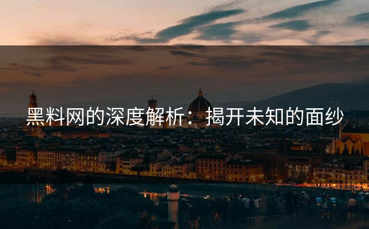 黑料网的深度解析：揭开未知的面纱