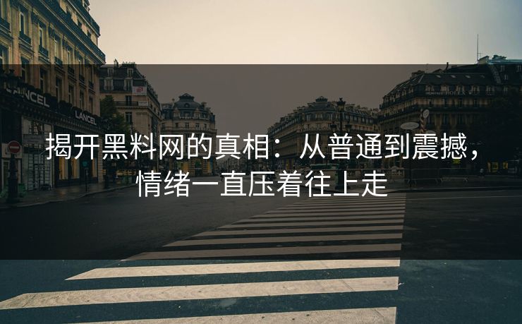 揭开黑料网的真相：从普通到震撼，情绪一直压着往上走
