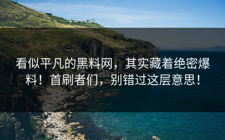 看似平凡的黑料网，其实藏着绝密爆料！首刷者们，别错过这层意思！