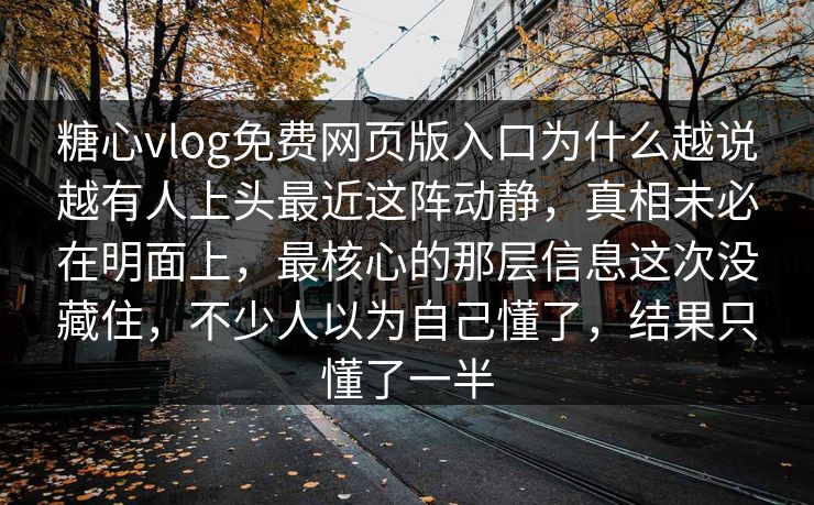 糖心vlog免费网页版入口为什么越说越有人上头最近这阵动静，真相未必在明面上，最核心的那层信息这次没藏住，不少人以为自己懂了，结果只懂了一半