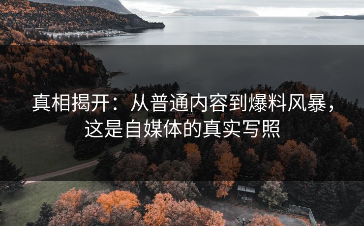 真相揭开:从普通内容到爆料风暴,这是自媒体的真实写照 真相揭开:从普通内容到爆料风暴,这是自媒体的真实写照