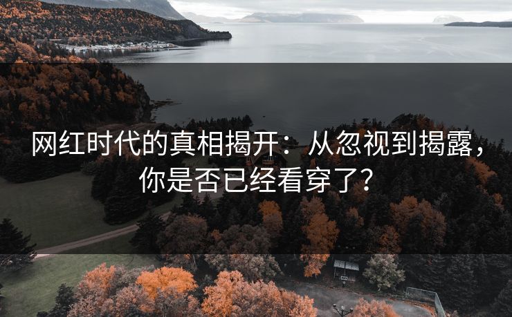 网红时代的真相揭开：从忽视到揭露，你是否已经看穿了？